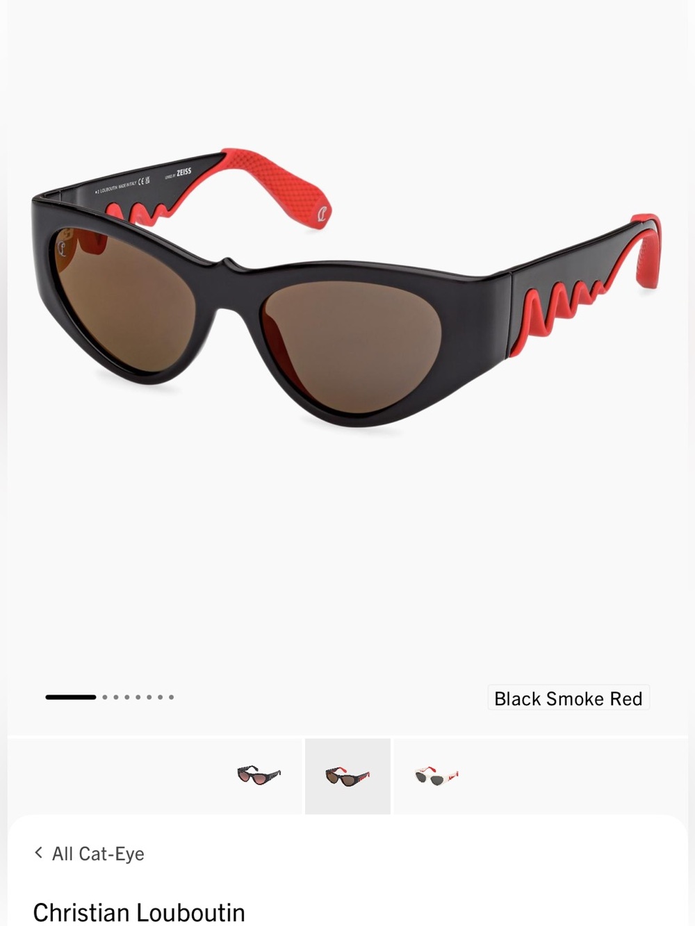 Christian Louboutin Kids Black and Red Cat-Eye Sunglasses with Wave Temples